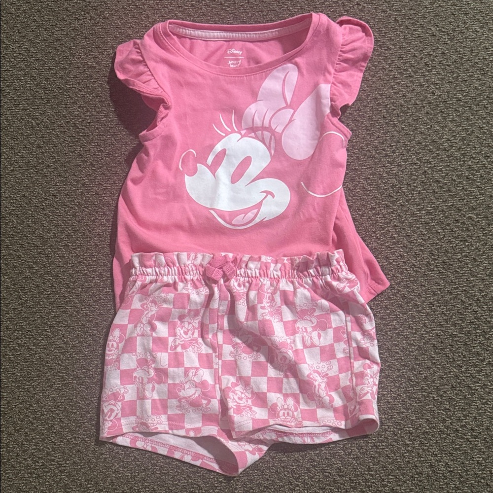 Disney Minnie Mouse Pink Checkered Pajama Set